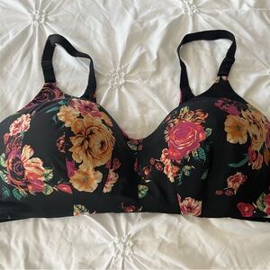 Torrid Black and Red Floral Bralette Intimates & Sleepwear